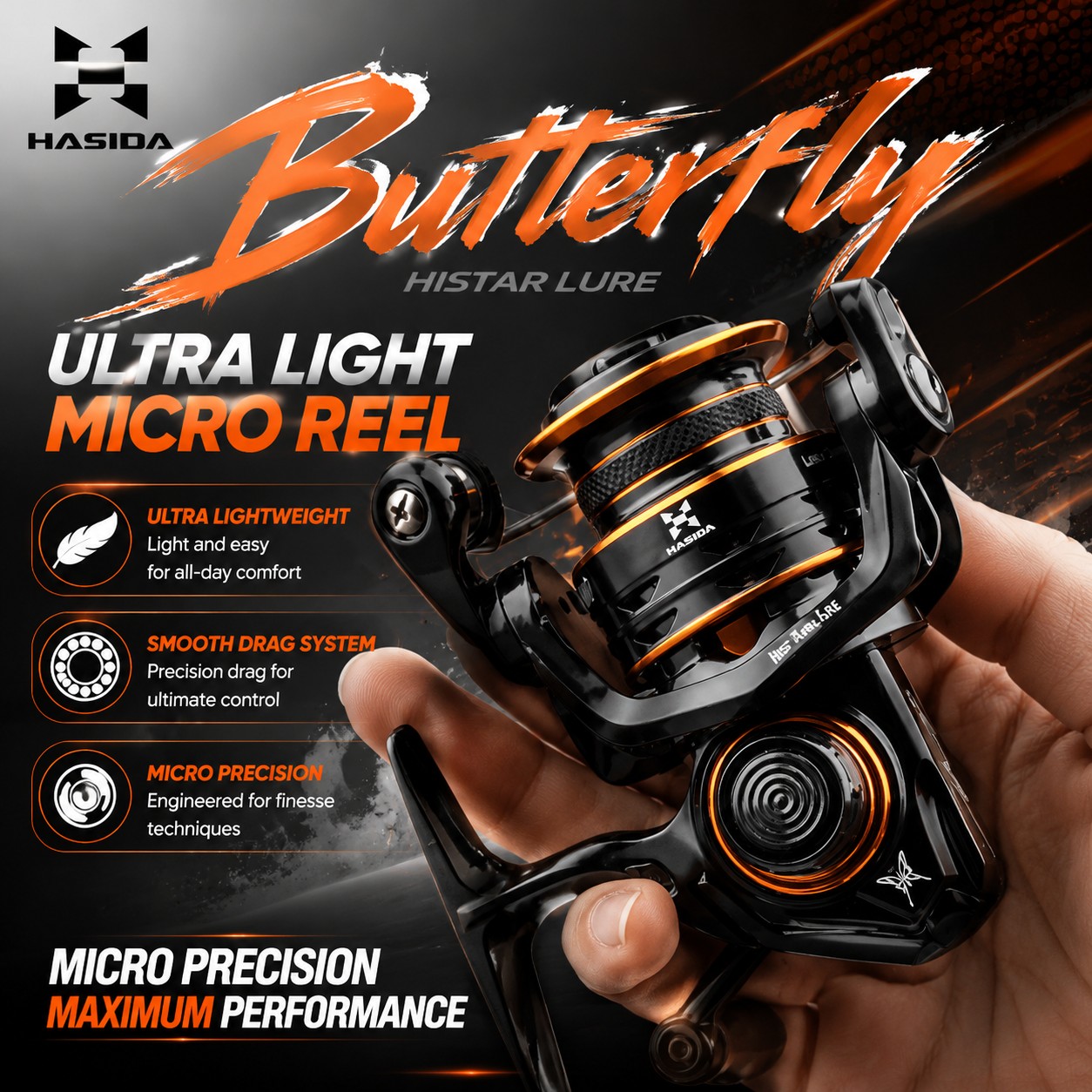 Kastking Reel Zephyr - รอกสปินนิ่ง HASIDA Butterfly 800 น้ำหนักเบาพิเศษ 170